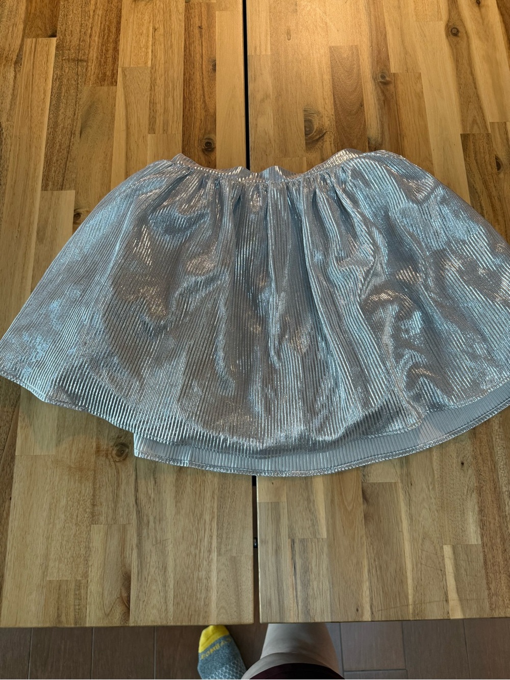 Tahari Metallic Silver Pleated Skater Skirt